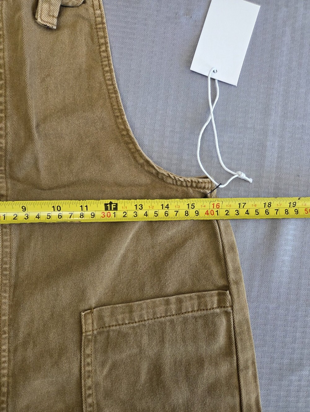 Zenana Womens Deep Camel Washed Denim Knot Strap Overalls WideLeg NEW-Size Small - Picture 6 of 12